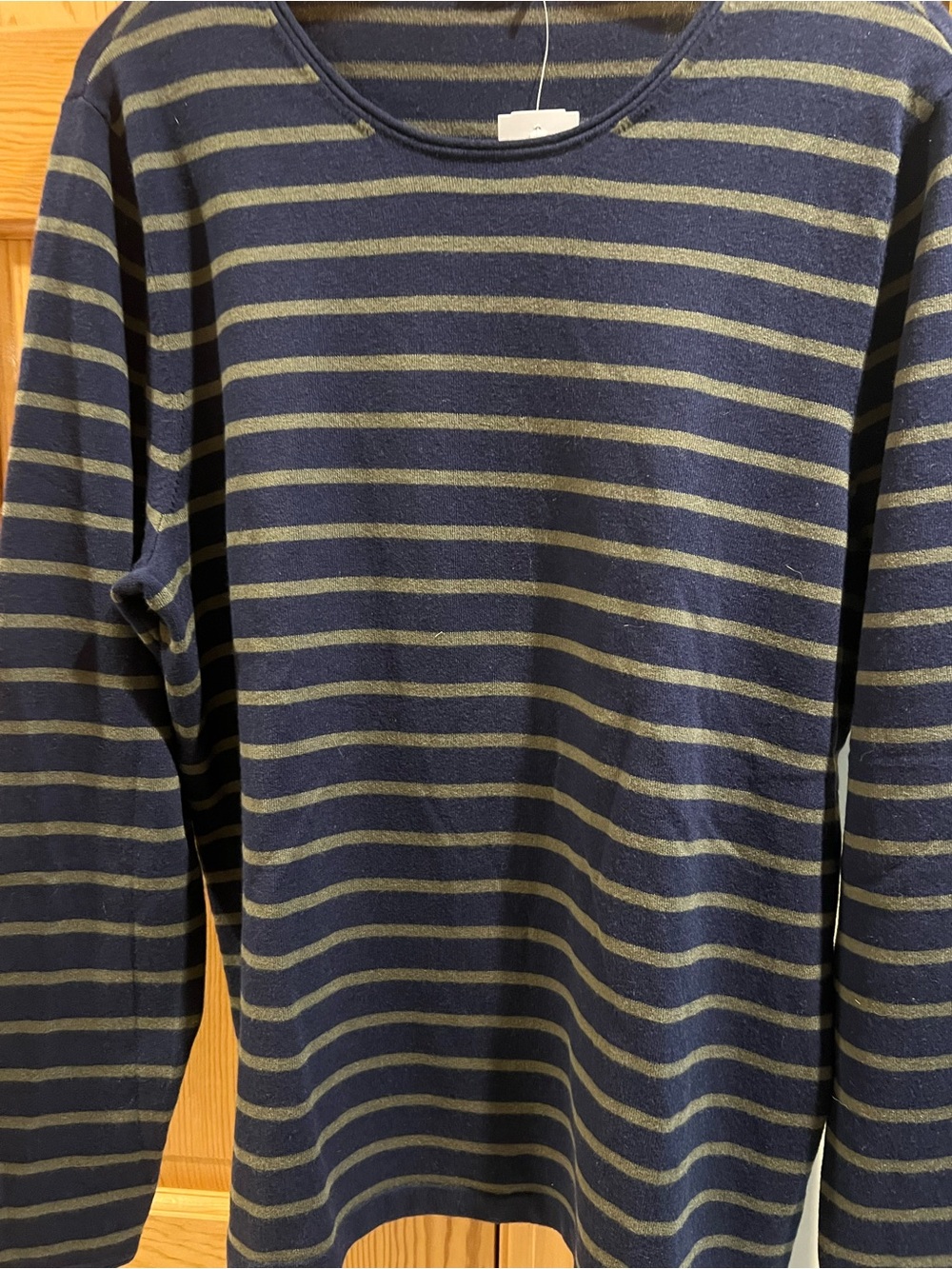 J. McLaughlin Navy and Green Striped Crewneck Sweater XL New with Tags